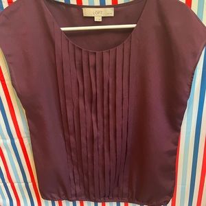 LOFT Wine/Purple pleated women’s blouse- Small/Petite